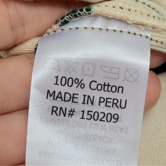 LA LIGNE Long Sleeve Breton Tee Shirt Ecru Cream Green Striped Size Medium - Picture 4 of 6